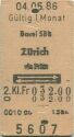 Basel SBB - Zürich via Frick - Fahrkarte 1986