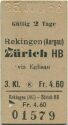 Reckingen (Aargau) - Zürich HB via Eglisau - Fahrkarte