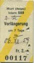 Muri (Aargau) Intern SBB - Verlängerung um 7 Tage 1959 - Fahrkarte