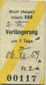 Muri (Aargau) Intern SBB - Verlängerung um 7 Tage 1959 - Fahrkarte