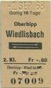 Oberbipp Wiedlisbach und zurück - Fahrkarte
