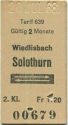 Tarif 639 - Wiedlisbach Solothurn und zurück - Fahrkarte
