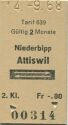 Tarif 639 - Niederbipp Attiswil - Fahrkarte