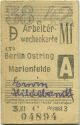 Arbeiterwochenkarte - Berlin Ostring Marienfelde - Fahrkarte
