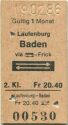 Laufenburg Baden via Frick mit Postauto und zurück - Fahrkarte