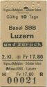 Basel SBB Luzern und zurück - Fahrkarte