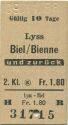 Lyss Biel / Bienne und zurück - Fahrkarte