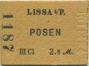 Polen - Lissa i. P. - Posen - Fahrkarte III. Cl 2,8 M 10.1.84