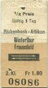 Rickenbach-Attikon Winterthur Frauenfeld retour - 1/2 Preis - Fahrkarte