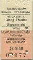 Rundfahrtbillet Schweizerische PTT-Betriebe mit GA/Abt. 1/2 - Goppenstein