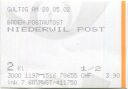 Postauto 2002 - Baden Postautostation Niederwil Post - Fahrschein