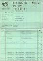 Schweizerische PTT-Betriebe - Freikarte 1982