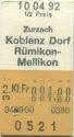 Zurzach Koblenz Dorf Rümikon-Mellikon einfach - Fahrkarte