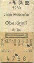 Zürich Wollishofen Oberägeri via Zug retour - Fahrkarte