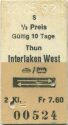 Thun Interlaken West mit Schiff / Bahn retour - Fahrkarte