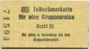 Teilnehmerkarte für eine Gruppenreise Ausgabeort: Niebüll