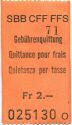 SBB CFF FFS - Geb&uuml;hrenquittung