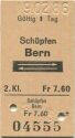 SchÜpfen Bern retour - Fahrkarte 1986