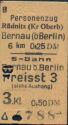 Fahrkarte - Personenzug Rüdnitz (Kr Oberb) Bernau (b Berlin) 0,25DM