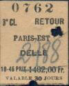 Paris-Est Delle - 3.Cl. einfache Fahrt 1402,00 Fr. durchgestrichen