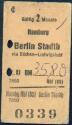 Hamburg Berlin Stadtbahnhof via Büchen-Ludwigslust - 2.Kl Fahrkarte 1978