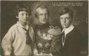 Postkarte - Kronprinz Rupprecht von Bayern mit Erbprinz Luitpold und Prinz Albrecht