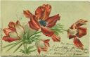 Postkarte - Blumen - Mohn - Prägedruck