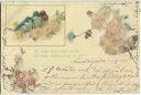 Postkarte - Blumen - Vögel