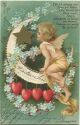 Postkarte - Engel - Mond - Stern - Herzen