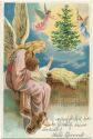 Postkarte - Fröhliche Weihnachten - Engel - Kind - Weihnachtsbaum