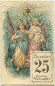 Postkarte - Fröhliche Weihnachten - Engel - 25. Dezember - Prägedruck