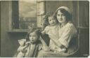 Postkarte - Frau mit Kindern - Seifenblasen