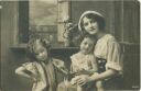 Postkarte - Frau mit Kindern - Seifenblasen