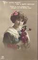 Geburtstagskarte - Frau mit Rosen - coloriert - Foto-AK