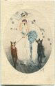 Postkarte - Frau mit Windhunden
