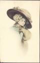 Postkarte - Frau mit Hut