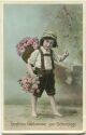 Postkarte - Junge in Lederhosen - Golddruck