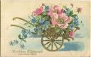 Postkarte - Geburtstag - Leiterwagen mit Blumen