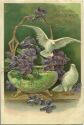 Postkarte - Geburtstag - Veilchen - Tauben