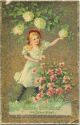 Postkarte - Geburtstag - Mädchen - Blumen - Glimmer