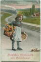 Postkarte - Geburtstag - Mädchen mit Blumen