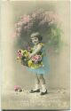 Postkarte - Geburtstag - Mädchen mit Blumen