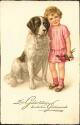 Postkarte - Geburtstag - Mädchen mit Hund