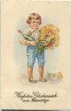Postkarte - Junge mit Blumenstrauss
