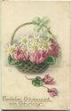 Postkarte - Geburtstag - Blumenkorb - signiert A. W.