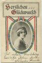 Postkarte - Herzlichen Glückwunsch - Frauenbildnis