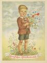 Glückwunsch - Junge mit Blumen - Künstlerkarte