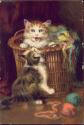 Postkarte - Katzen - Das Spiel mit der Wolle