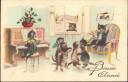 Postkarte - Katzenkonzert - 'Bonne Année'