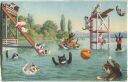 Postkarte - Vermenschlichte Katzen - Im Schwimmbad